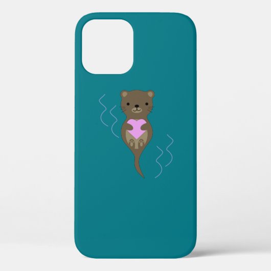 Cute Otter Hugging a Pink Heart Case-Mate iPhone Case (Achterkant)