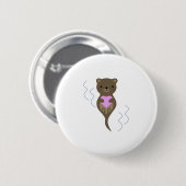 Cute Otter Hugging a Pink Heart Ronde Button 5,7 Cm (Voorkant /achterkant)