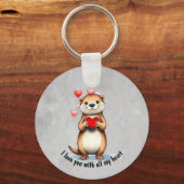 Cute Otter I love YOU with all my Heart Sleutelhanger (Voorkant)