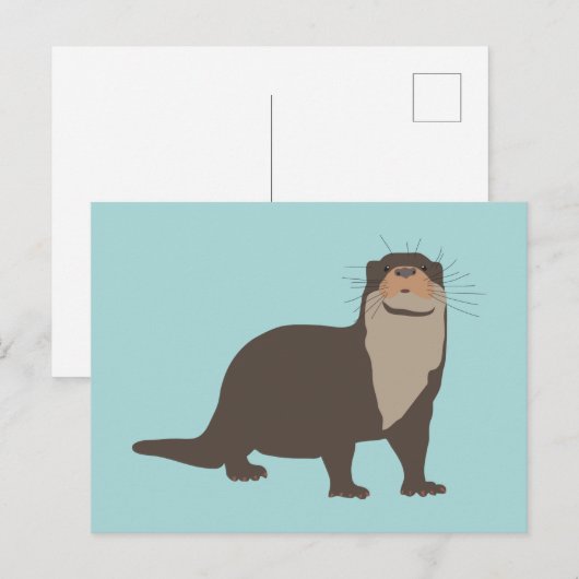 Cute Otter Illustration Feestdagenkaart (Voorkant / Achterkant)