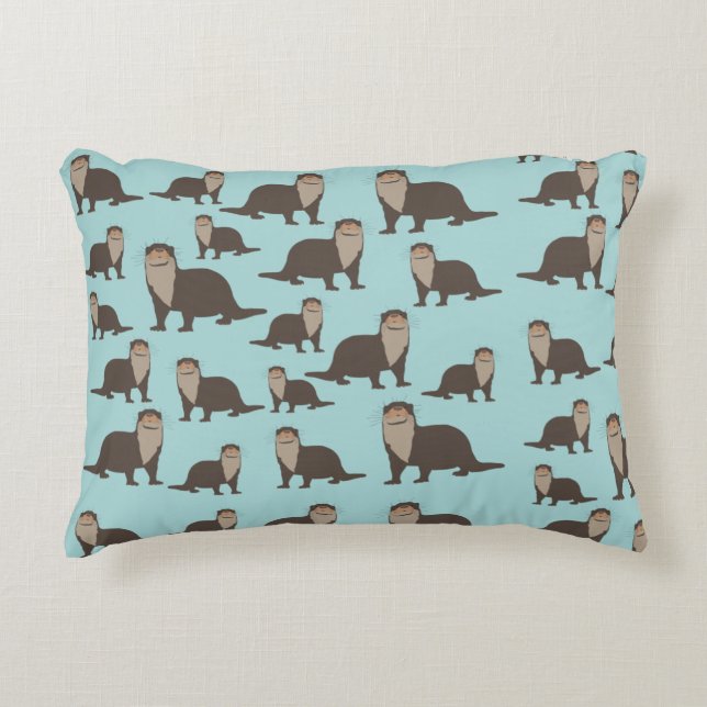 Cute Otter Illustration Pattern Accent Kussen (Voorkant)