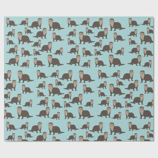 Cute Otter Illustration Pattern Cadeaupapier (Vlak)