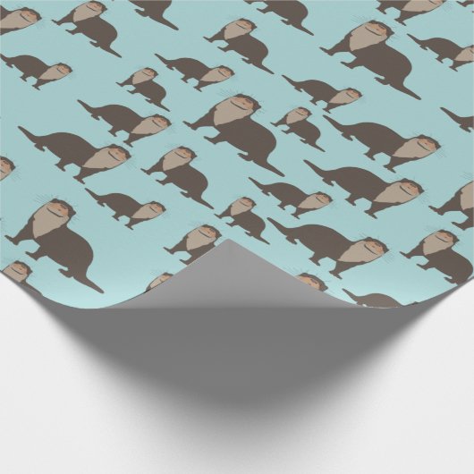 Cute Otter Illustration Pattern Cadeaupapier (Hoek)