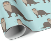 Cute Otter Illustration Pattern Cadeaupapier (Rol Hoek)