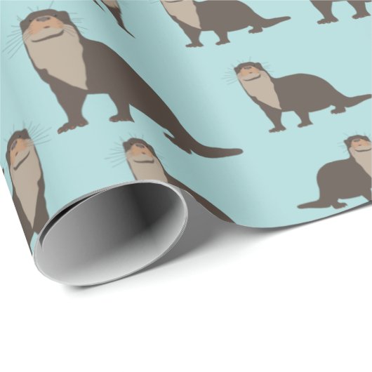 Cute Otter Illustration Pattern Cadeaupapier (Rol Hoek)