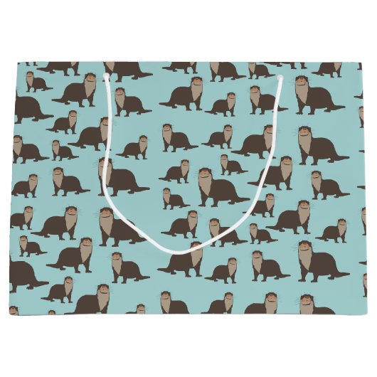 Cute Otter Illustration Pattern Groot Cadeauzakje (Voorkant)