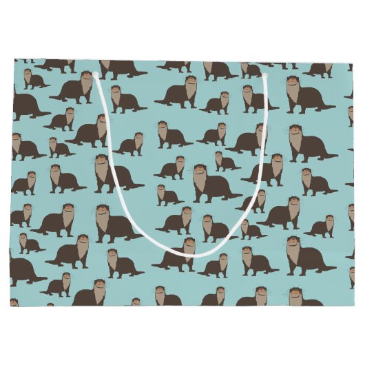 Cute Otter Illustration Pattern Groot Cadeauzakje (Achterkant)