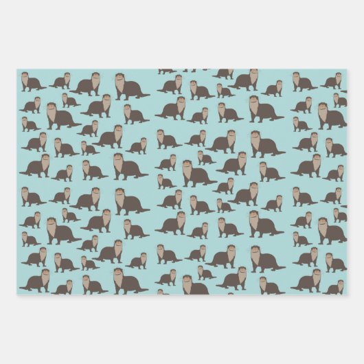Cute Otter Illustration Pattern Inpakpapier Vel (Voorkant 3)