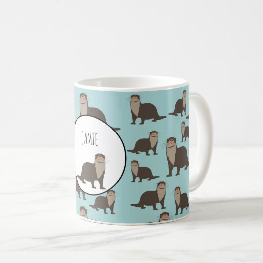 Cute Otter Illustration Pattern Koffiemok (Voorkant rechts)
