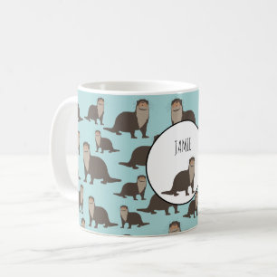 Cute Otter Illustration Pattern Koffiemok