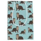 Cute Otter Illustration Pattern Medium Cadeauzakje (Voorkant)