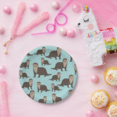 Cute Otter Illustration Pattern Papieren Bordje (Feest)
