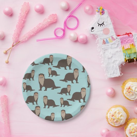 Cute Otter Illustration Pattern Papieren Bordje (Feest)
