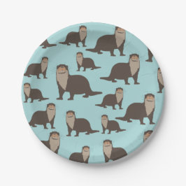 Cute Otter Illustration Pattern Papieren Bordje