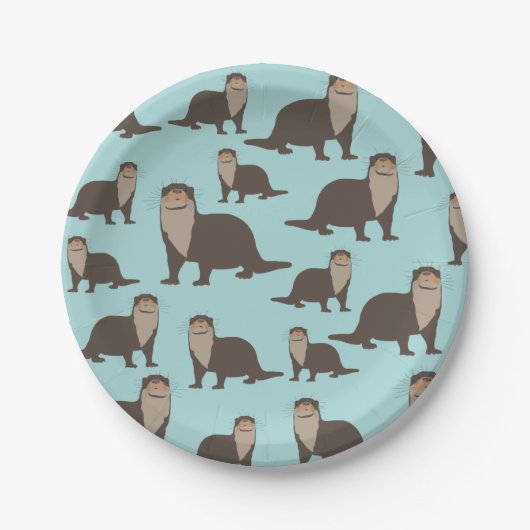 Cute Otter Illustration Pattern Papieren Bordje (Voorkant)