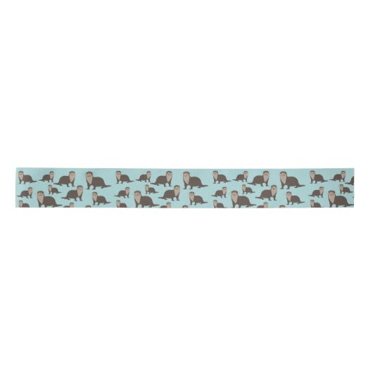 Cute Otter Illustration Pattern Satijnen Lint (Voorkant)