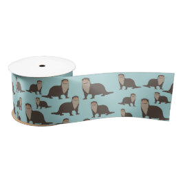 Cute Otter Illustration Pattern Satijnen Lint