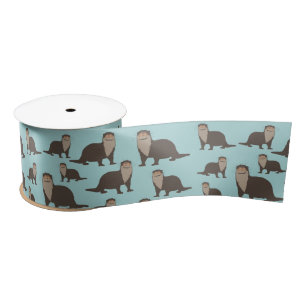 Cute Otter Illustration Pattern Satijnen Lint