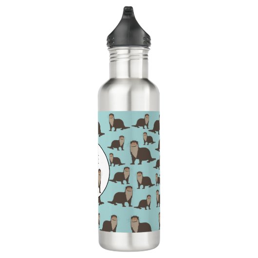 Cute Otter Illustration Pattern Waterfles (Rechts)