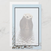 Cute Otter in een Pond die zijn gezicht houdt Briefpapier (Voorkant / Achterkant)