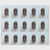 Cute Otter in een Pond die zijn gezicht houdt Cadeaupapier (Vlak)