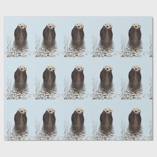 Cute Otter in een Pond die zijn gezicht houdt Cadeaupapier (Vlak)