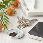 Cute Otter in een Pond die zijn gezicht houdt Sleutelhanger (Zijkant)