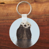 Cute Otter in een Pond die zijn gezicht houdt Sleutelhanger (Voorkant)