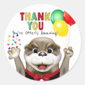 Cute Otter in Tuxedo | Dank u wel Ronde Sticker (Voorkant)