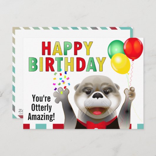 Cute Otter in Tuxedo | Fijne verjaardag Briefkaart (Voorkant / Achterkant)