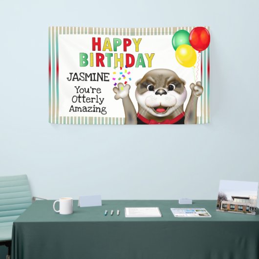 Cute Otter in Tuxedo | Fijne verjaardag Spandoek (Beurs)