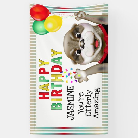 Cute Otter in Tuxedo | Fijne verjaardag Spandoek (Verticaal)