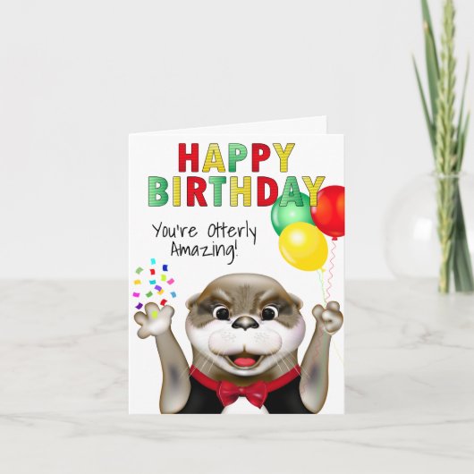 Cute Otter in Tuxedo Happy Birthday Kaart (Voorkant)
