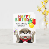Cute Otter in Tuxedo Happy Birthday Kaart (Gele Bloem)
