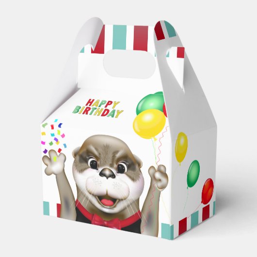 Cute Otter in Tuxedo | Kinderen van Birthday Bedankdoosjes (Achterkant)