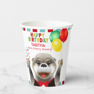Cute Otter in Tuxedo   Kinderen van Birthday Papieren Bekers