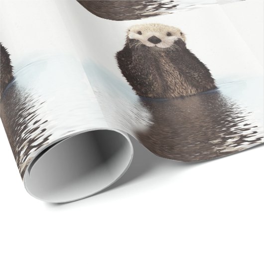 Cute Otter in Water Cadeaupapier (Rol Hoek)