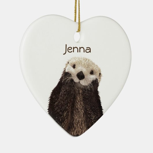 Cute Otter in Water Keramisch Ornament (Rechts)