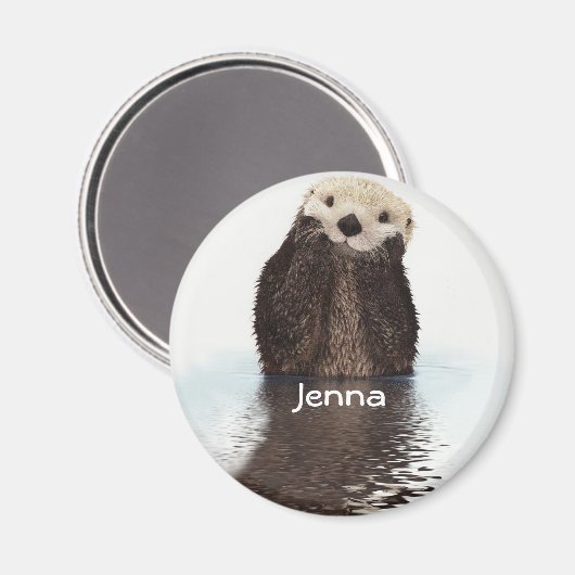 Cute Otter in Water Magneet (Voorkant / Achterkant)