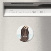 Cute Otter in Water Magneet (Insitu (Vaatwasser))