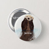 Cute Otter in Water Ronde Button 5,7 Cm (Voorkant /achterkant)
