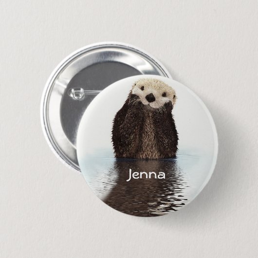 Cute Otter in Water Ronde Button 5,7 Cm (Voorkant /achterkant)