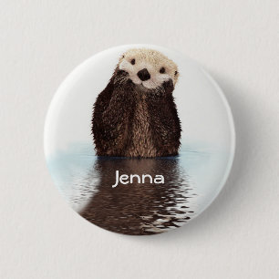 Cute Otter in Water Ronde Button 5,7 Cm
