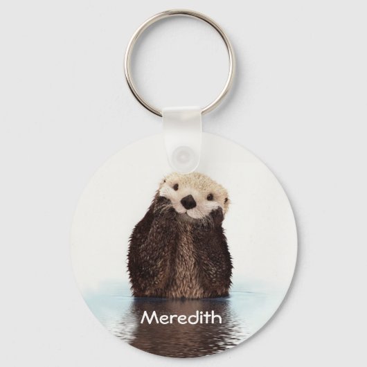 Cute Otter in Water Sleutelhanger (Voorkant)