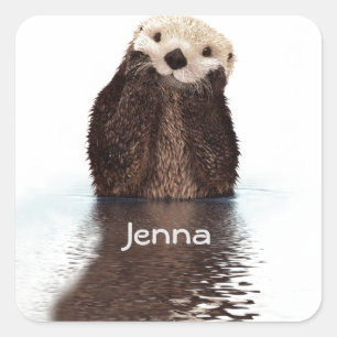 Cute Otter in Water Vierkante Sticker