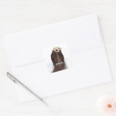 Cute Otter in Water Vierkante Sticker (Envelop)