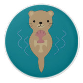 Cute Otter Keramische Knop (Voorkant)