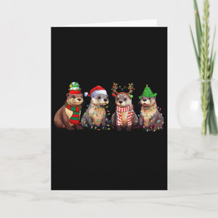 Cute Otter Kerst Pyjama Fun Kerst Lichtjes Dier Kaart