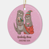 Cute Otter-kerstfeestdag wintersneeuw Keramisch Ornament (Links)