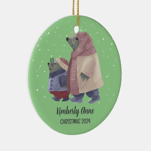 Cute Otter-kerstmis Snowy Winter Holiday Keramisch Ornament (Rechts)